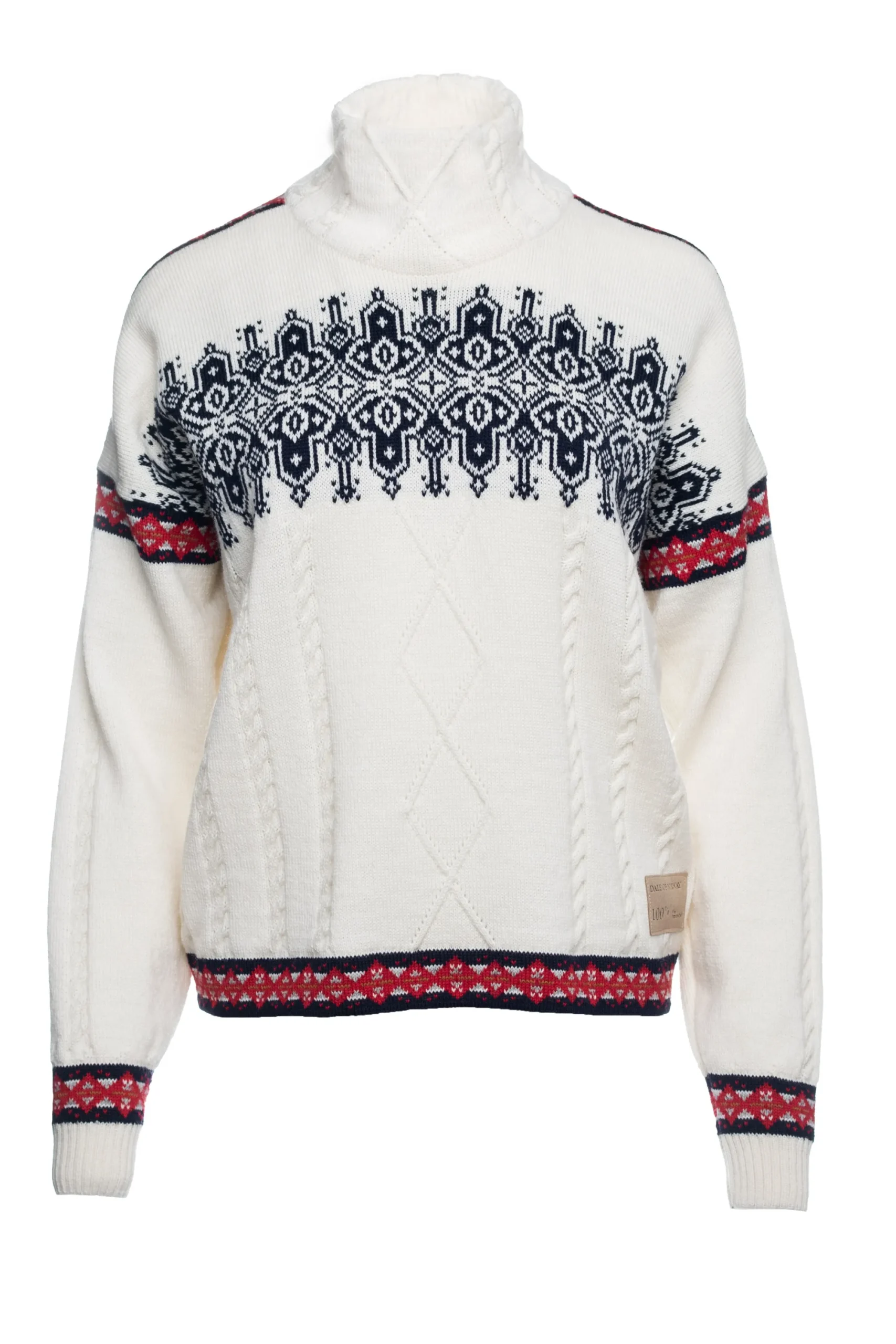 Dale of Norway Høy Hals-Aspoy Ullgenser Dame Offwhite Rod Navy
