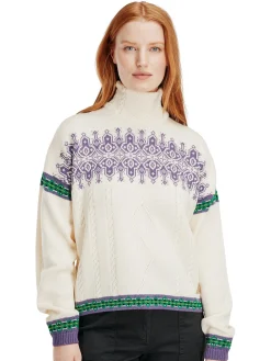 Dale of Norway Høy Hals-Aspoy Ullgenser Dame Offwhite Mork Lilla