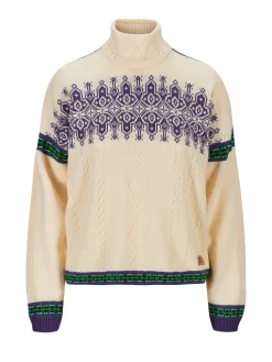 Dale of Norway Høy Hals-Aspoy Ullgenser Dame Offwhite Mork Lilla