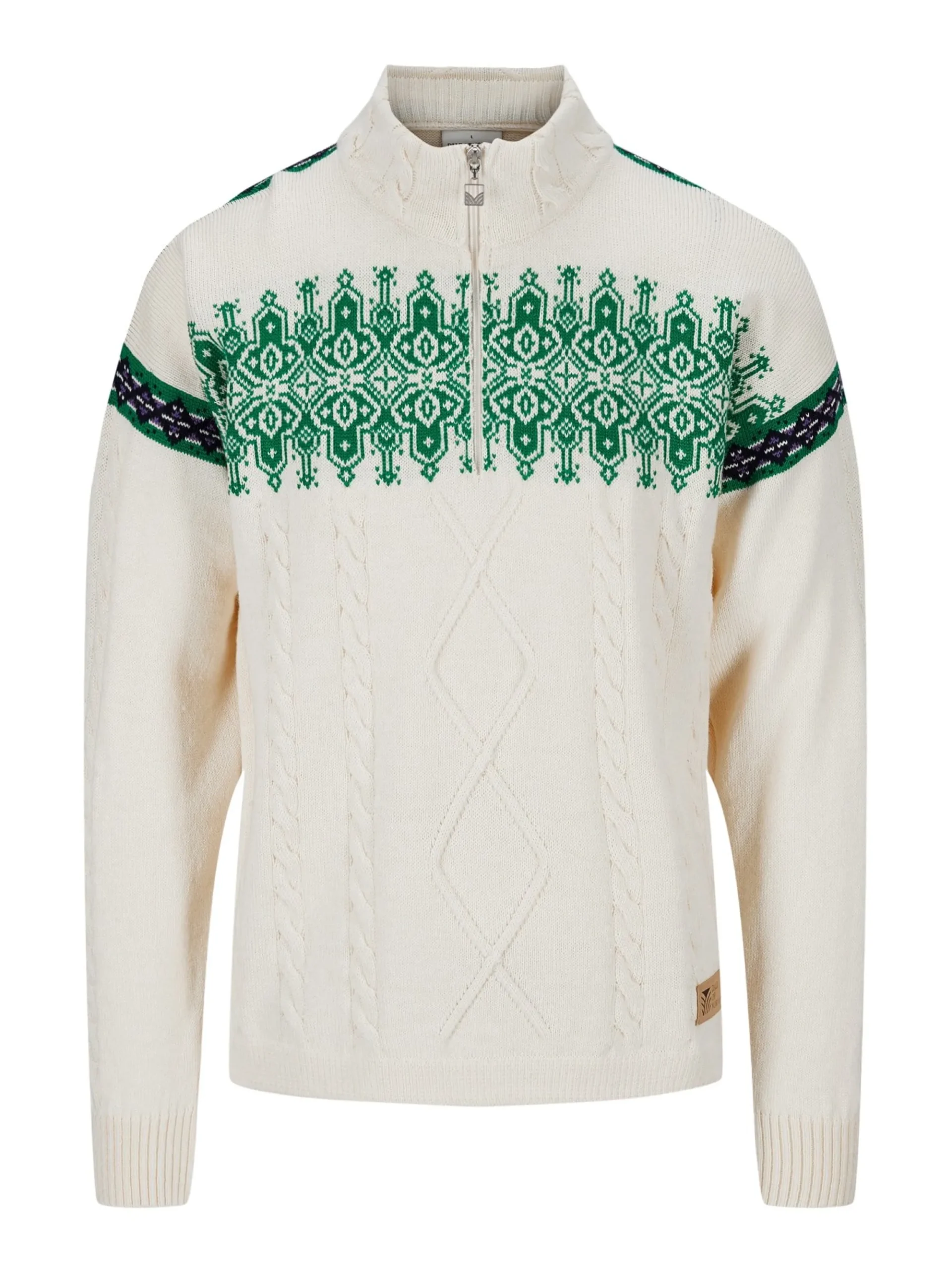 Dale of Norway Half-Zip-Aspoy Ullgenser Herre Offwhite/Gronn