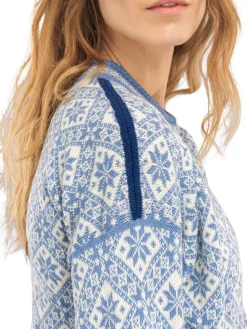 Dale of Norway Rund Hals-Bjoroy Ullgenser - Tynn Norsk Ull Lys Bla Offwhite