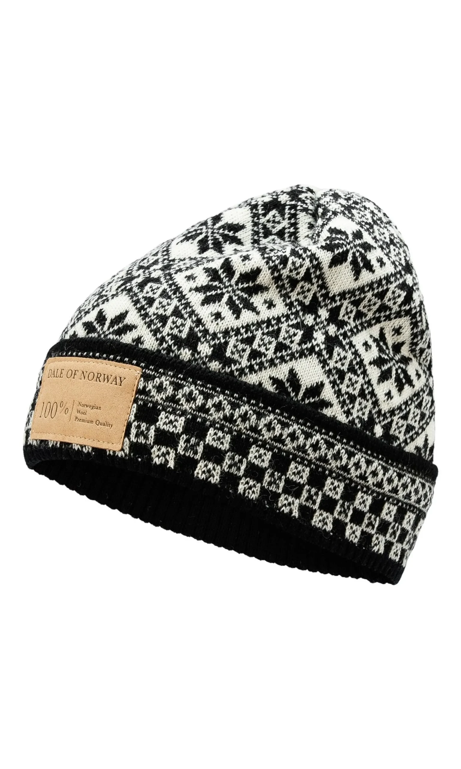 Dale of Norway Luer-Bjoroy Unisex Lue Norsk Ull Sort Offwhite