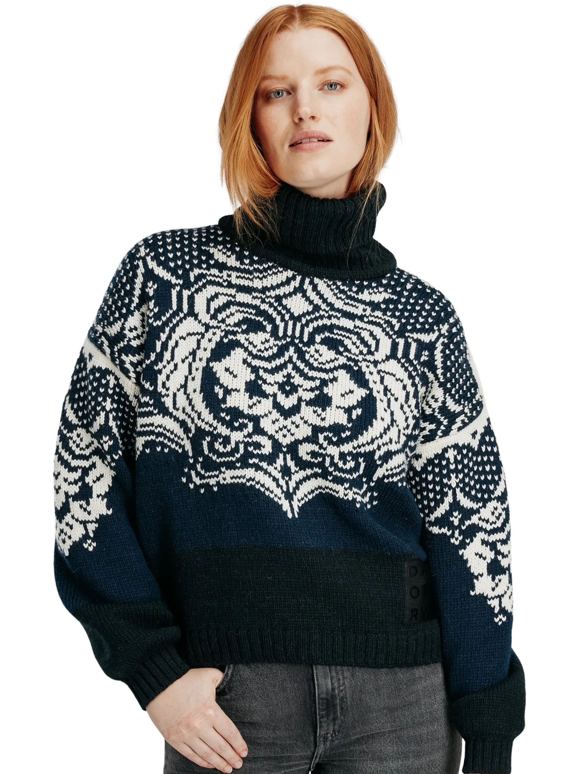 Dale of Norway Høy Hals-Blomdalen Genser Alpakka Sort