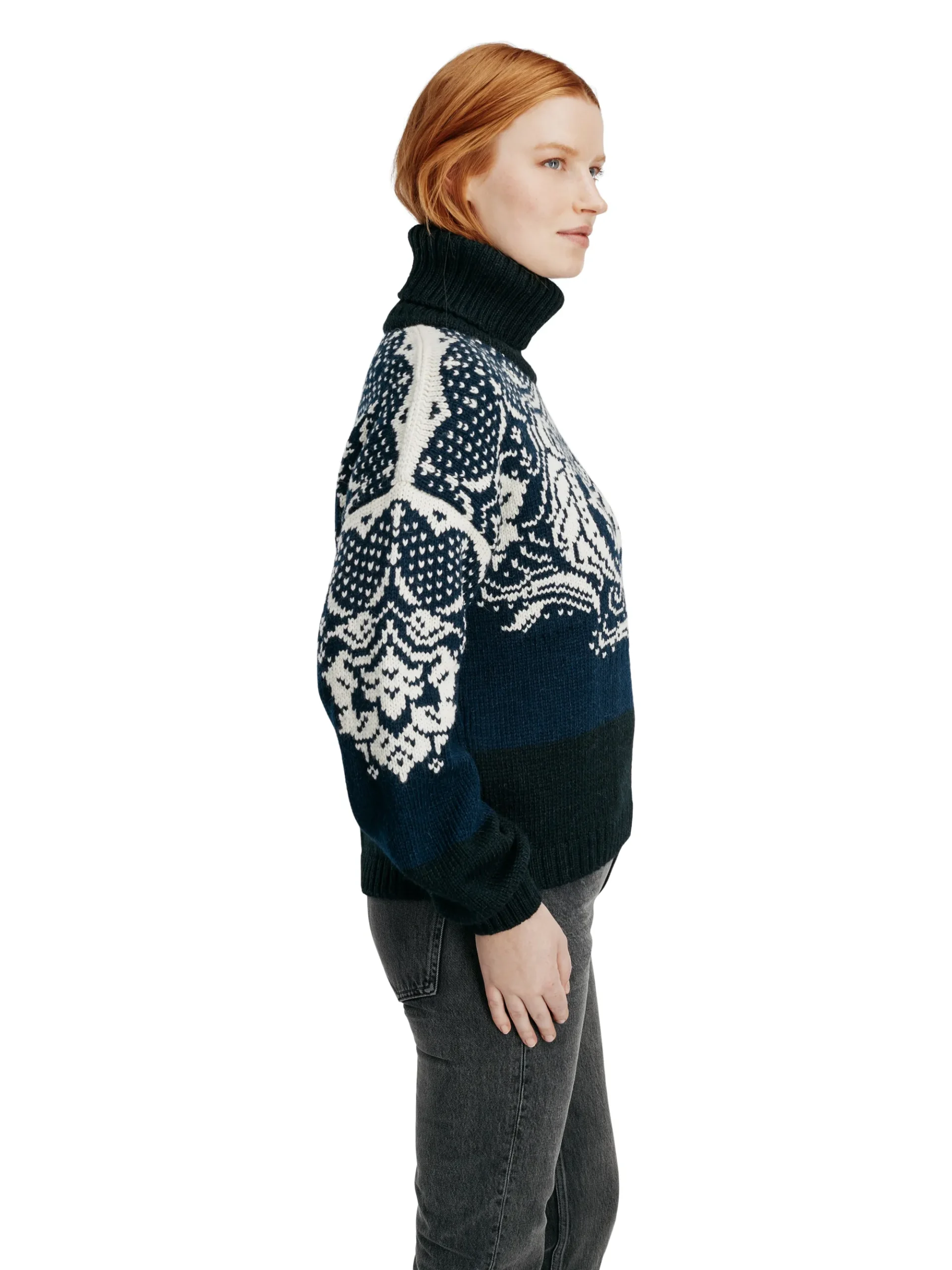 Dale of Norway Høy Hals-Blomdalen Genser Alpakka Sort