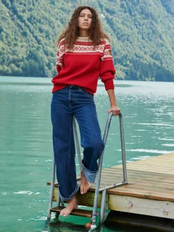 Dale of Norway Rund Hals-Cortina 1956 Unisex Genser - Norsk Ull Rod