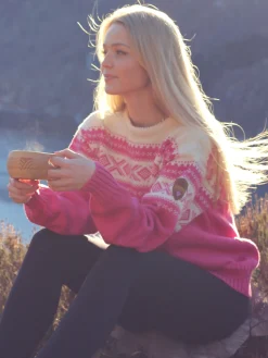 Dale of Norway Rund Hals-Cortina 1956 Unisex Genser - Norsk Ull Rosa