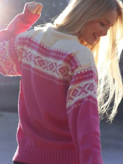 Dale of Norway Rund Hals-Cortina 1956 Unisex Genser - Norsk Ull Rosa