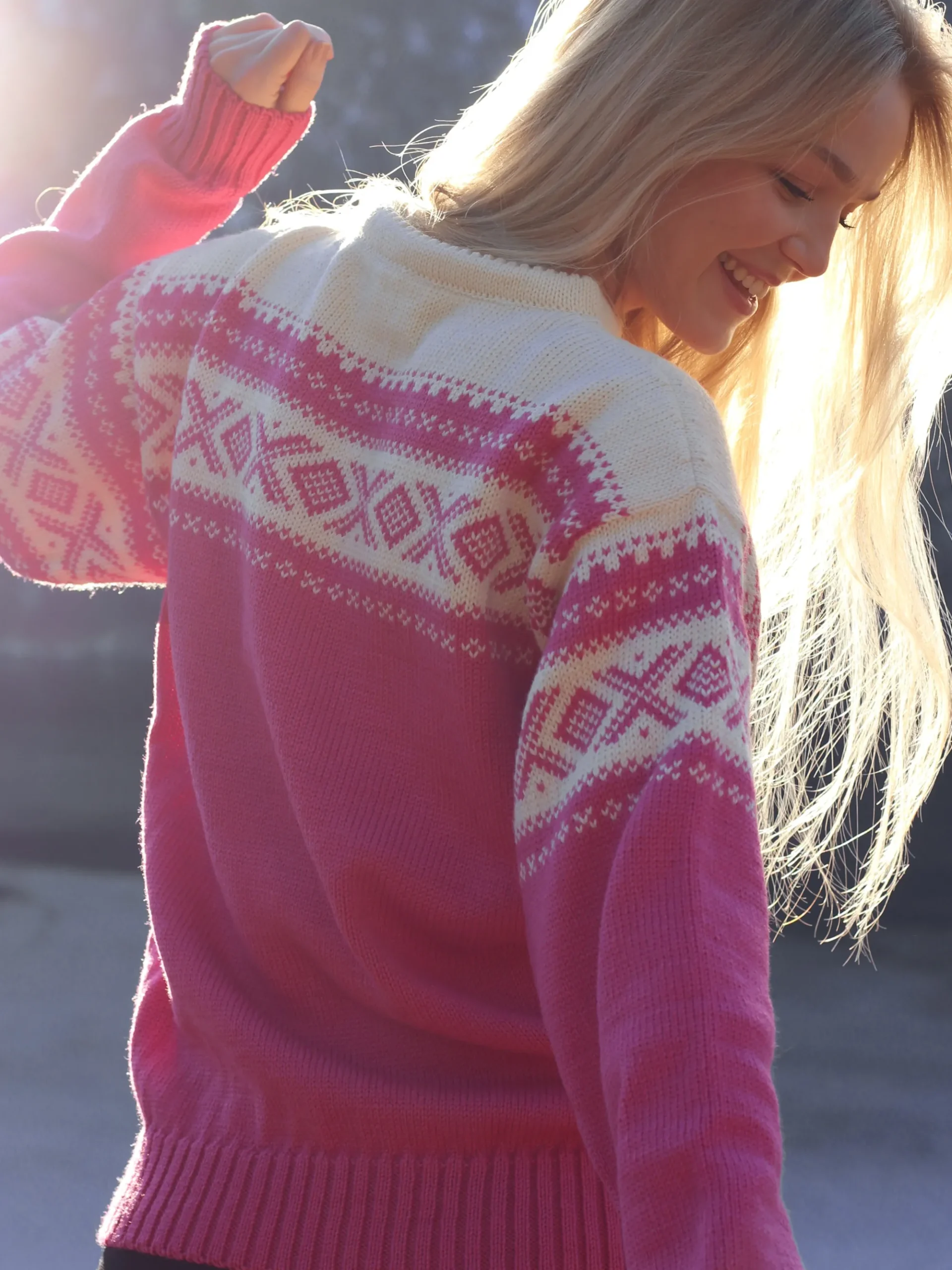 Dale of Norway Rund Hals-Cortina 1956 Unisex Genser - Norsk Ull Rosa