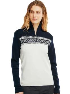 Dale of Norway Half-Zip-Dalestolen Merino Ullgenser Dame Offwhite/Navy