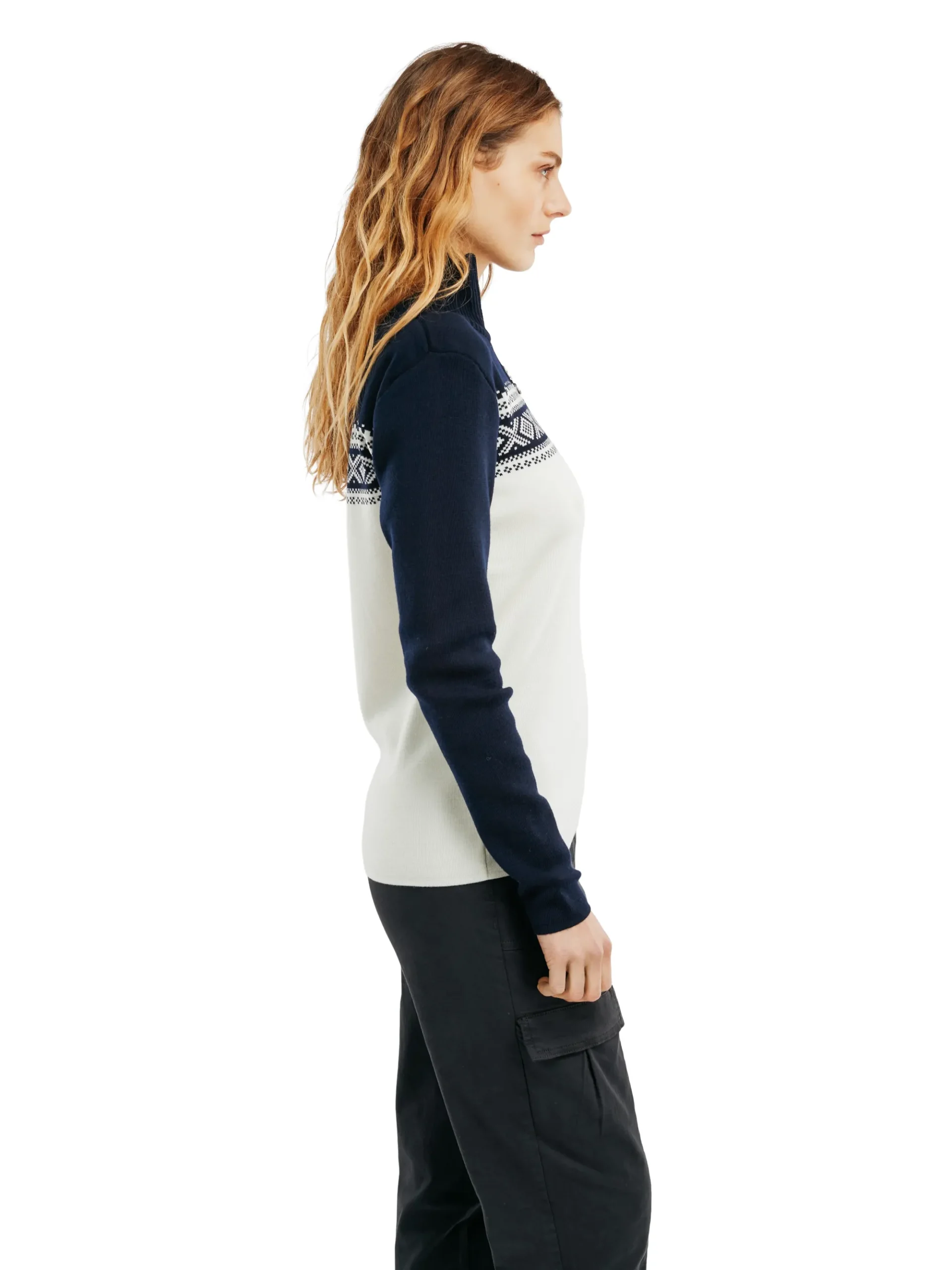 Dale of Norway Half-Zip-Dalestolen Merino Ullgenser Dame Offwhite/Navy