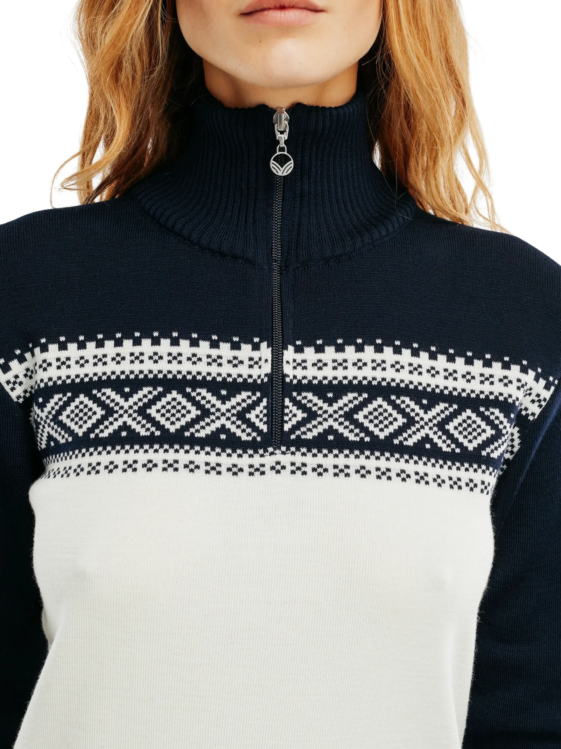 Dale of Norway Half-Zip-Dalestolen Merino Ullgenser Dame Offwhite/Navy