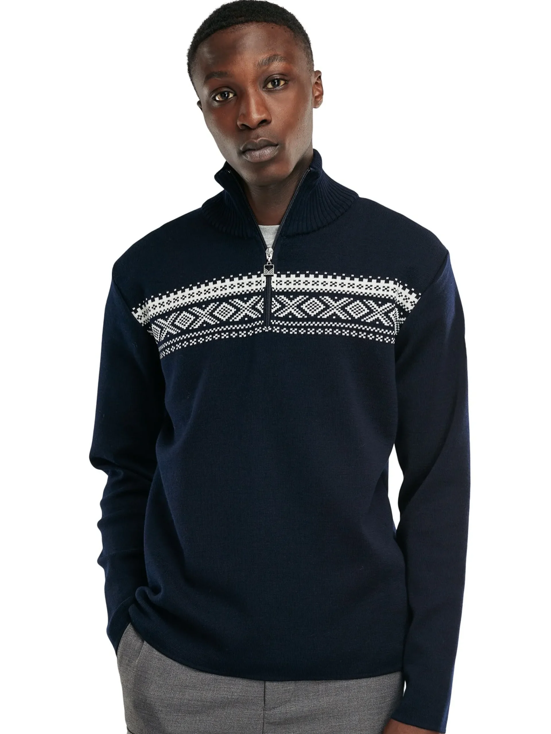 Dale of Norway Half-Zip-Dalestolen Merino Ullgenser Herre Mork Bla