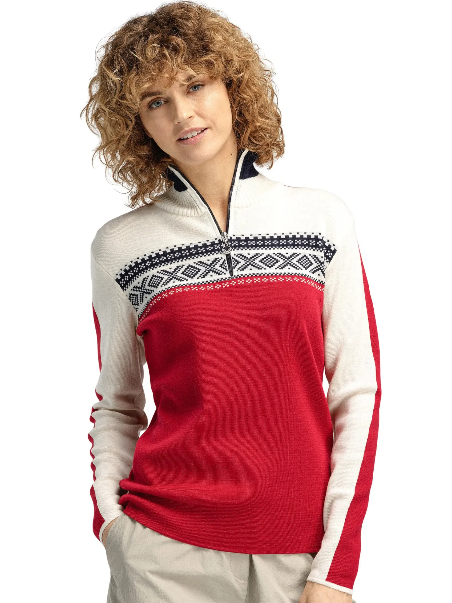 Dale of Norway Half-Zip-Dystingen Merino Ullgenser Dame Rod