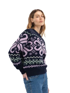 Dale of Norway Rund Hals-Falkeberg Ullgenser Dame Mork Bla / Lavender