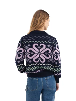 Dale of Norway Rund Hals-Falkeberg Ullgenser Dame Mork Bla / Lavender