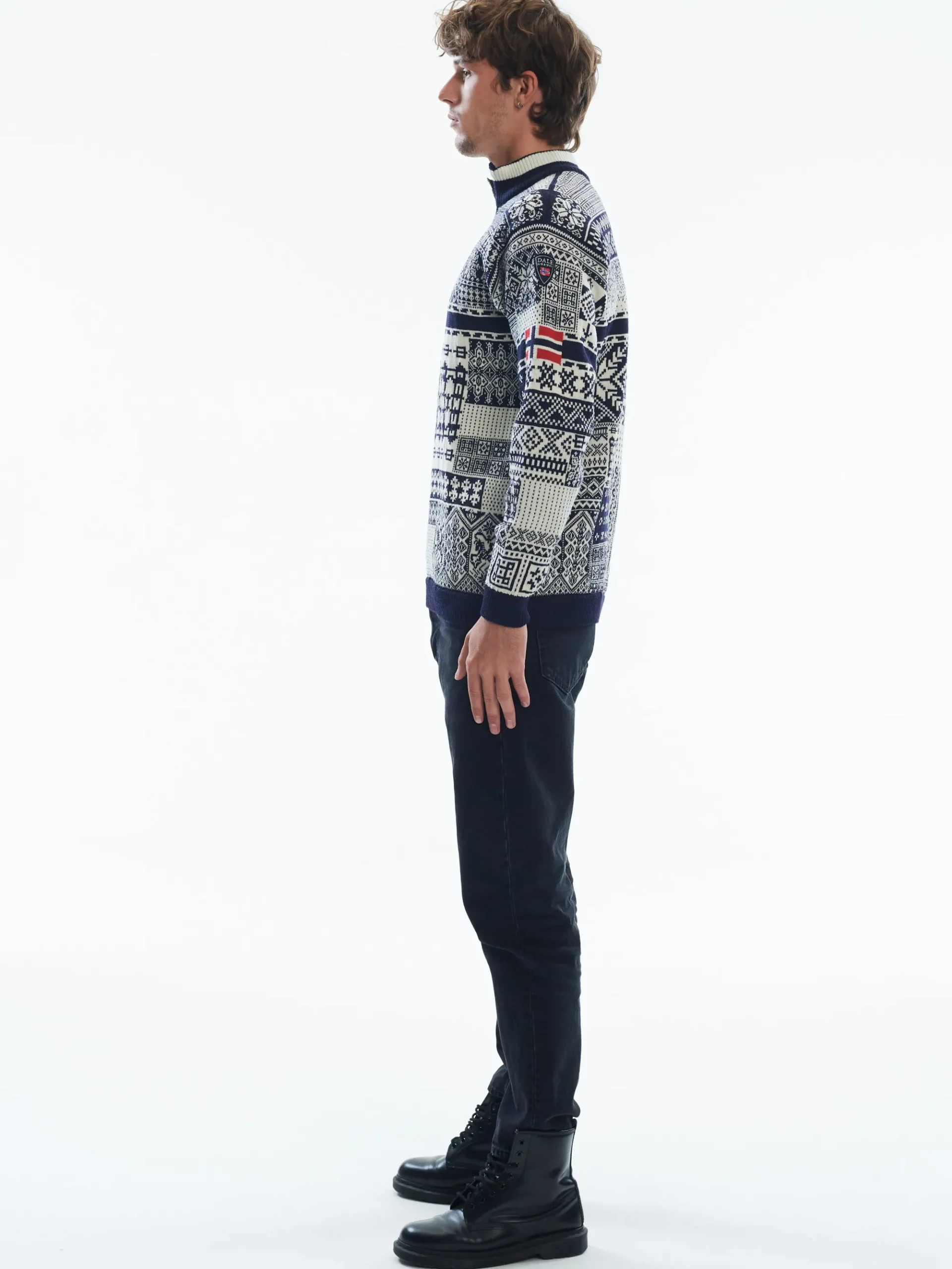 Dale of Norway Half-Zip-History Ullgenser Unisex - Norsk Ull Mork Bla