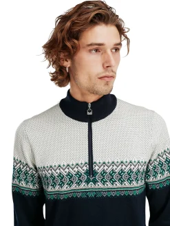 Dale of Norway Half-Zip-Hovden Ullgenser Mork Bla/Lys Gronn