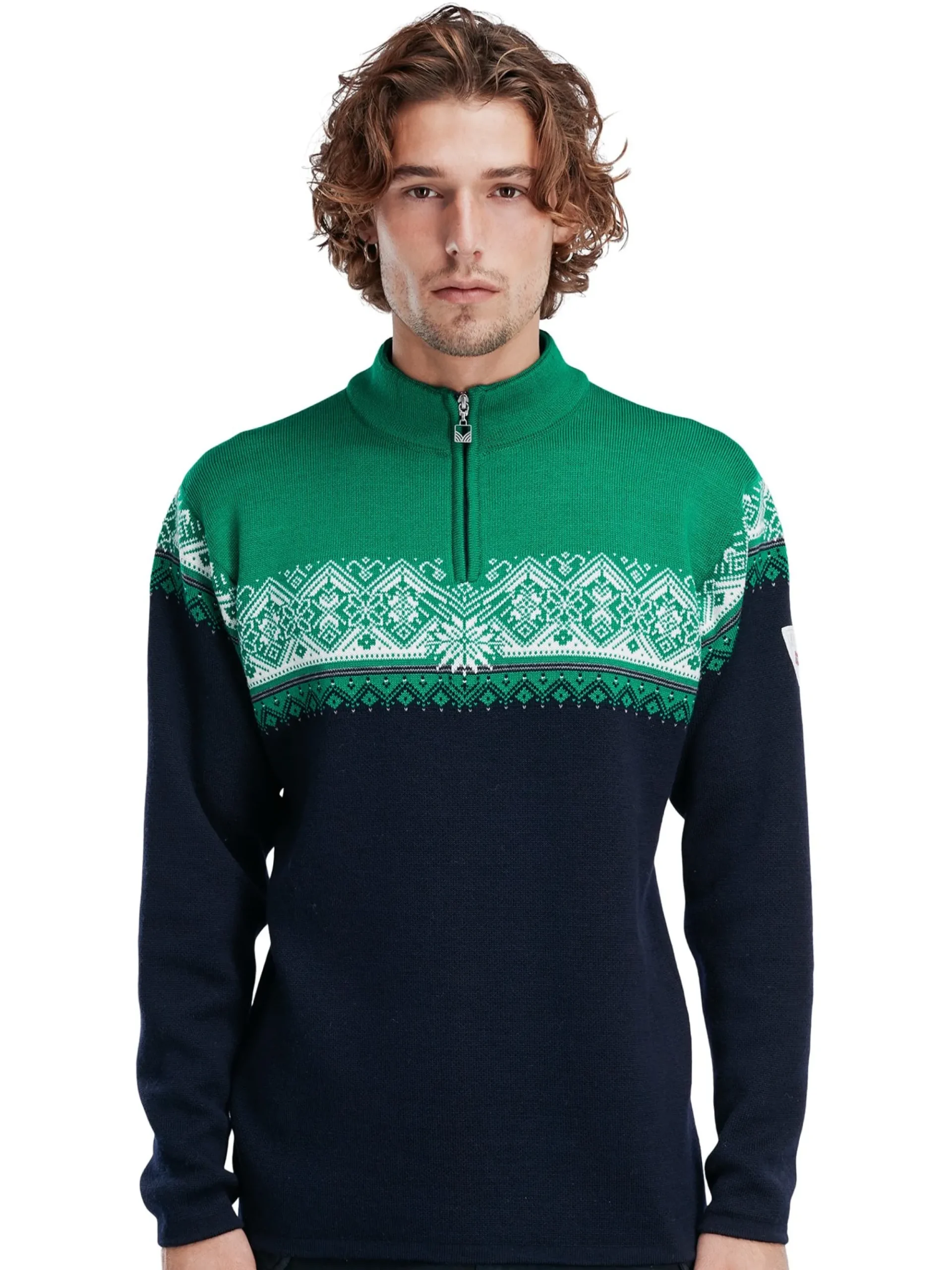 Dale of Norway Half-Zip-Moritz Ullgenser Mork Bla / Lys Gronn