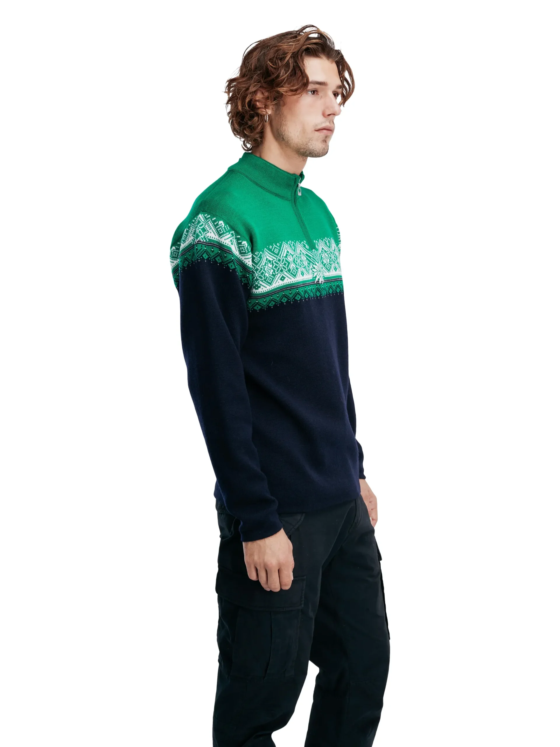 Dale of Norway Half-Zip-Moritz Ullgenser Mork Bla / Lys Gronn