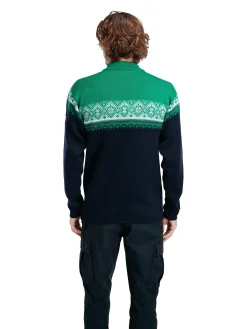 Dale of Norway Half-Zip-Moritz Ullgenser Mork Bla / Lys Gronn