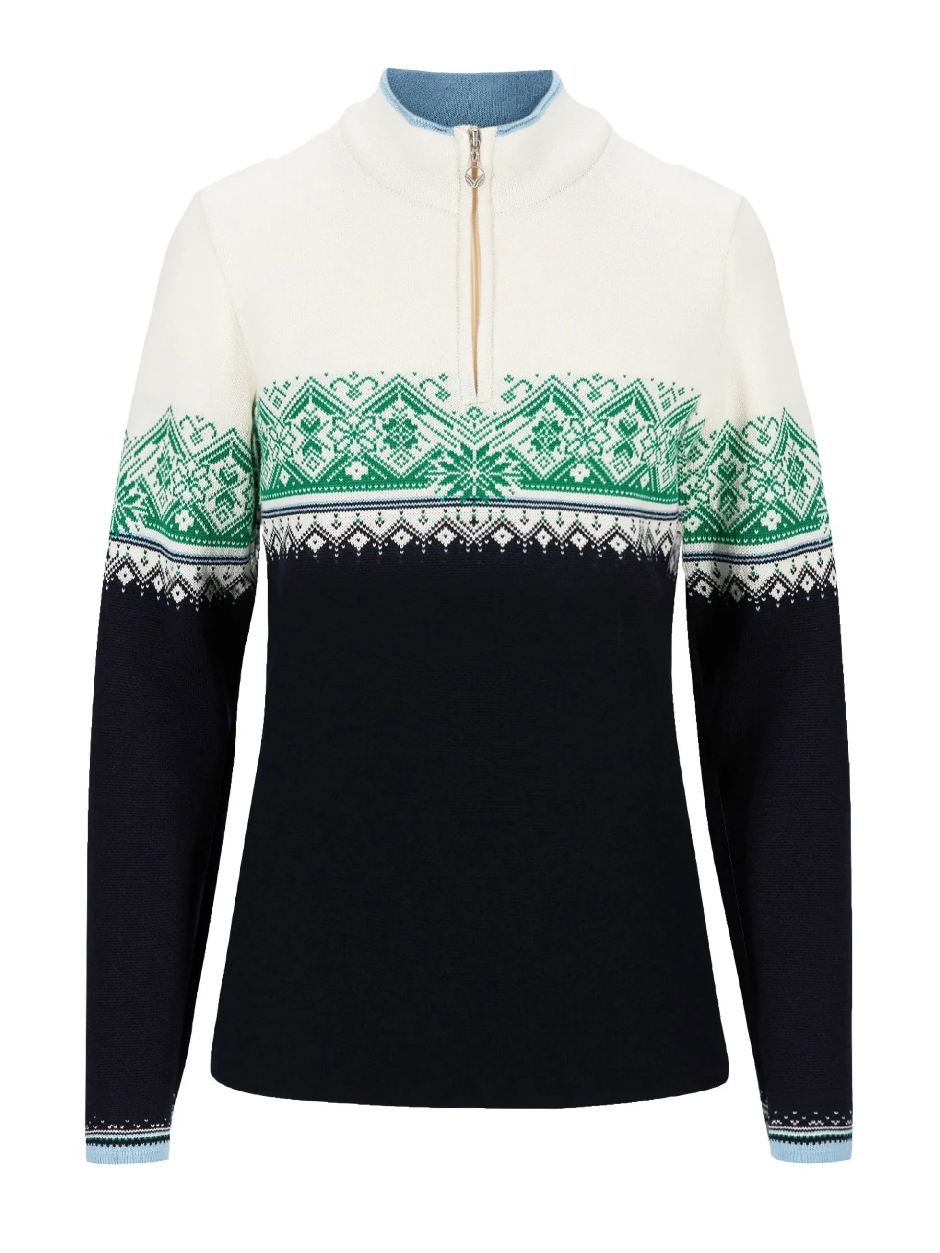 Dale of Norway Half-Zip-Moritz Ullgenser - Merino Mork Bla - Lys Gronn