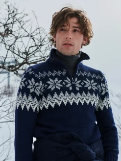 Dale of Norway Half-Zip-Myking Ullgenser Mork Bla