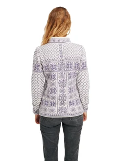 Dale of Norway Half-Zip-Peace Ullgenser Offwhite Mork Lilla