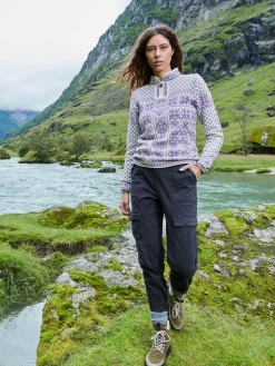 Dale of Norway Half-Zip-Peace Ullgenser Offwhite Mork Lilla