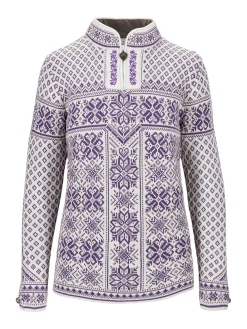 Dale of Norway Half-Zip-Peace Ullgenser Offwhite Mork Lilla