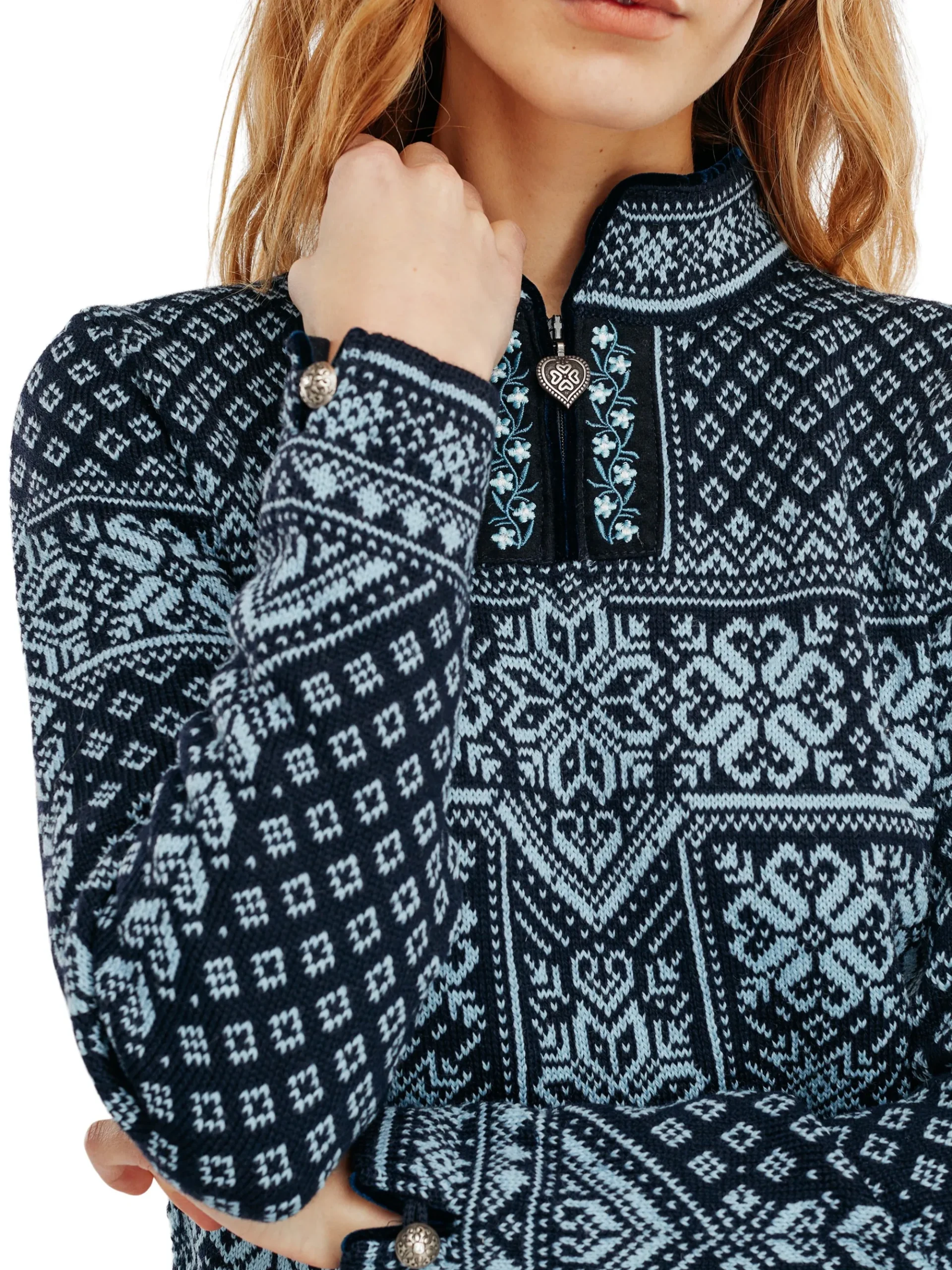 Dale of Norway Half-Zip-Peace Ullgenser Mork Bla