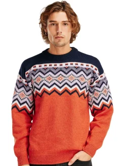 Dale of Norway Rund Hals-Randaberg Ullgenser Herre - Merino Orange Mork Bla