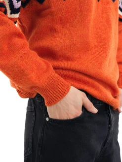 Dale of Norway Rund Hals-Randaberg Ullgenser Herre - Merino Orange Mork Bla