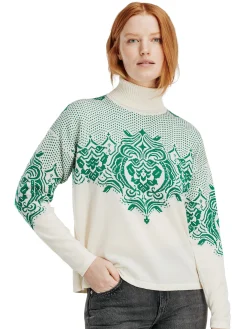 Dale of Norway Høy Hals-Rosendal Ullgenser Dame Offwhite - Lys Gronn