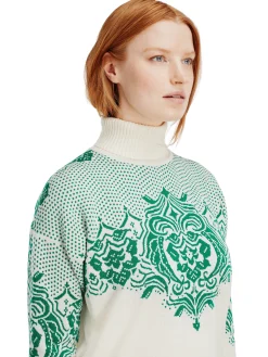 Dale of Norway Høy Hals-Rosendal Ullgenser Dame Offwhite - Lys Gronn