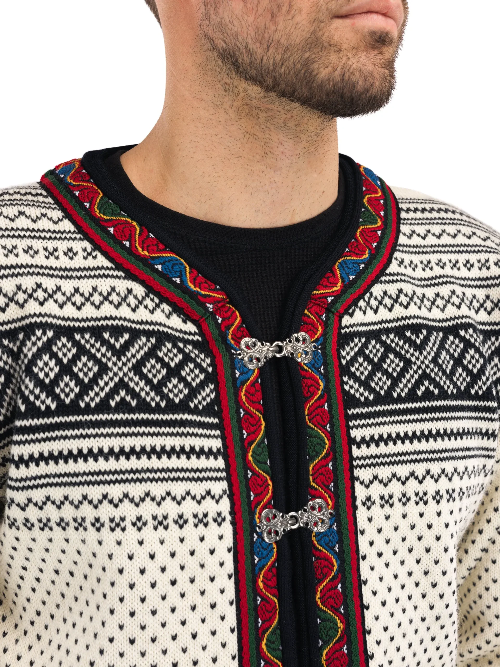 Dale of Norway Kort Ulljakke Og Cardigan-Setesdal Lusekofte - Norsk Ull Offwhite/ Sort