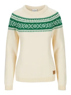 Dale of Norway Rund Hals-Vagsoy Ullgenser Offwhite / Lys Gronn