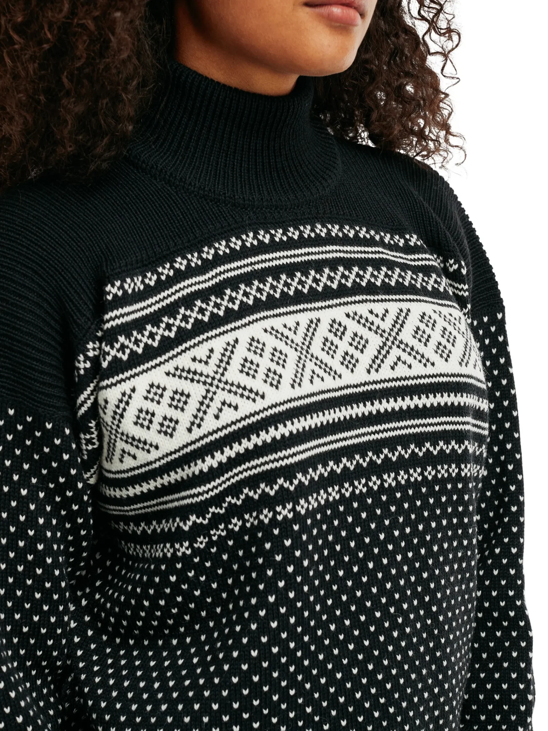 Dale of Norway Høy Hals-Valloy Ullgenser Dame Sort Offwhite