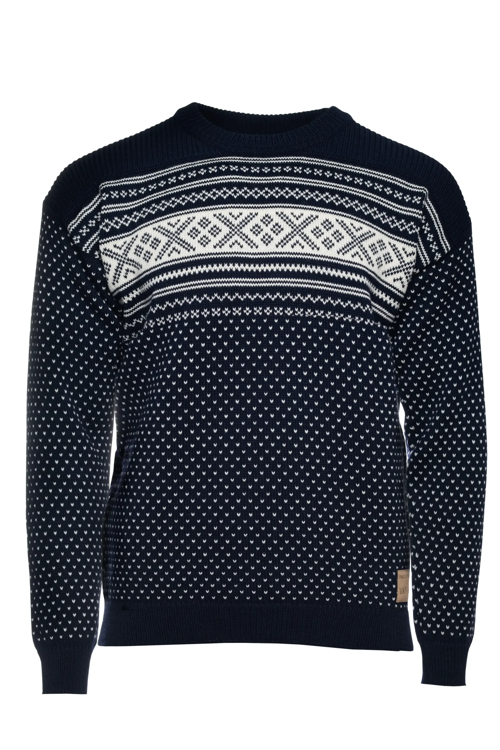 Dale of Norway Rund Hals-Valloy Ullgenser Herre Navy Offwhite