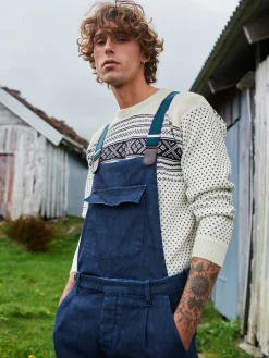 Dale of Norway Rund Hals-Valloy Ullgenser Herre Offwhite/Sort