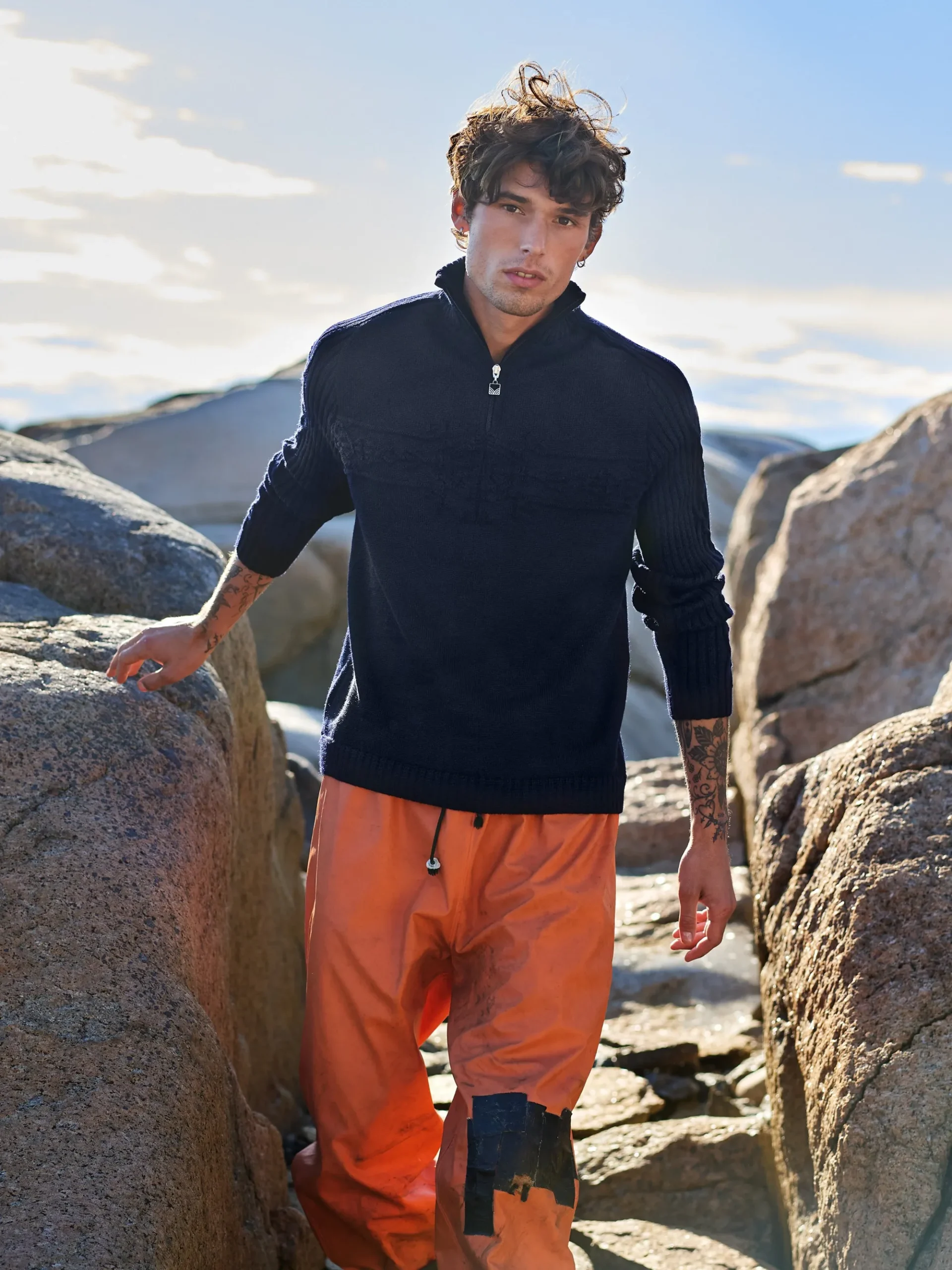 Dale of Norway Half-Zip-Vegvisir Ullgenser Mork Bla