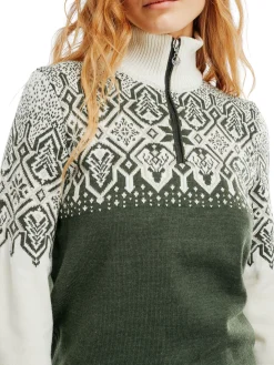 Dale of Norway Half-Zip-Winterland Merino Ullgenser Dame Mork Gronn