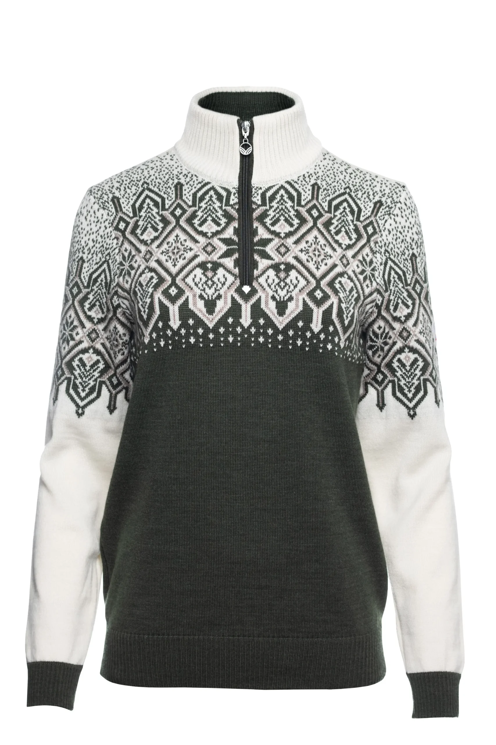Dale of Norway Half-Zip-Winterland Merino Ullgenser Dame Mork Gronn