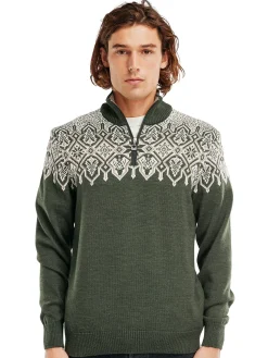 Dale of Norway Half-Zip-Winterland Merino Ullgenser Herre Mork Gronn