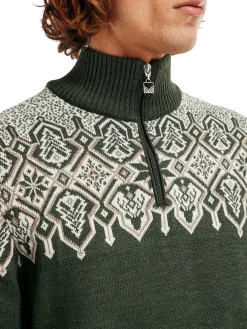 Dale of Norway Half-Zip-Winterland Merino Ullgenser Herre Mork Gronn